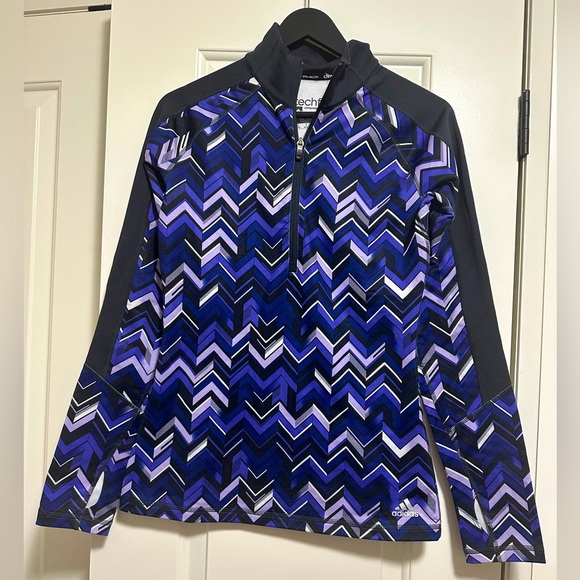 Adidas Techfit Compression Purple Chevron 1/4 Zip Sweater Jacket Size Small - Picture 1 of 10